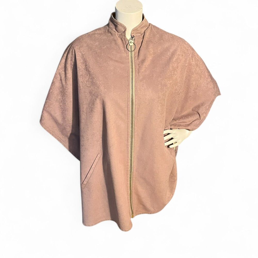 Vintage 50s 60s‎ Women's Faux Suede Poncho Wrap One Size Reversible Brown Khaki